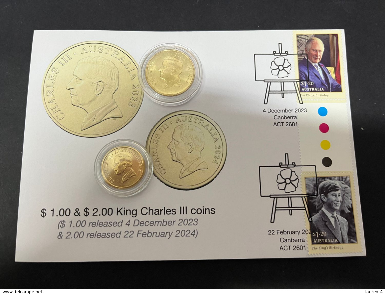 28-2-2024 (1Y 27) Australia - Coin & Stamp Released Via Australia Post - New $ 2.00 King Charles III + $ 1.00 (on Cover) - 2 Dollars