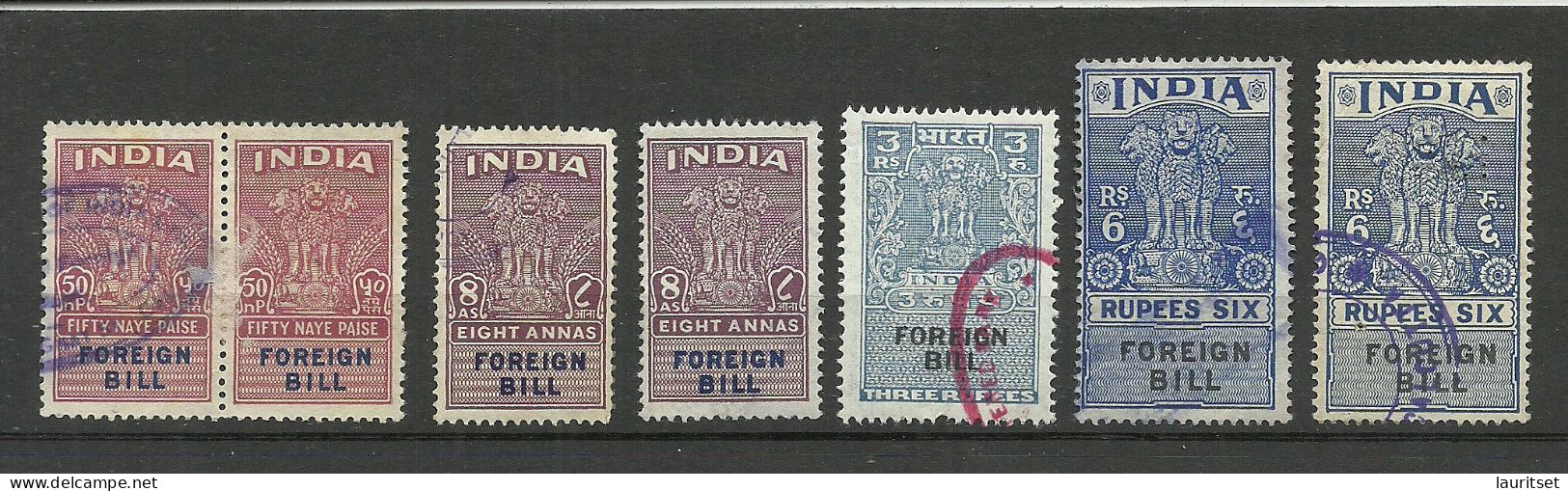 INDIA Foreign Bill Revenue Tax Taxe, 7 Stamps, O - Francobolli Di Servizio