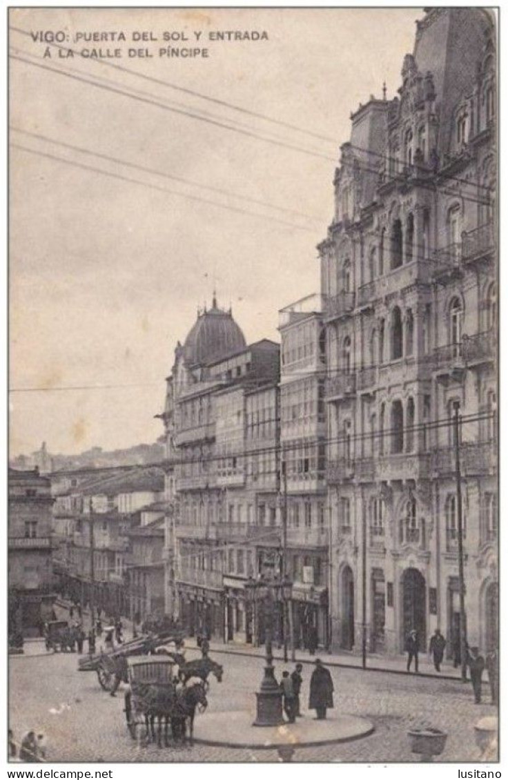 Vigo - Puerta Del Sol Y Entrada A La Calle Del Principe 1914 Espana - Pontevedra