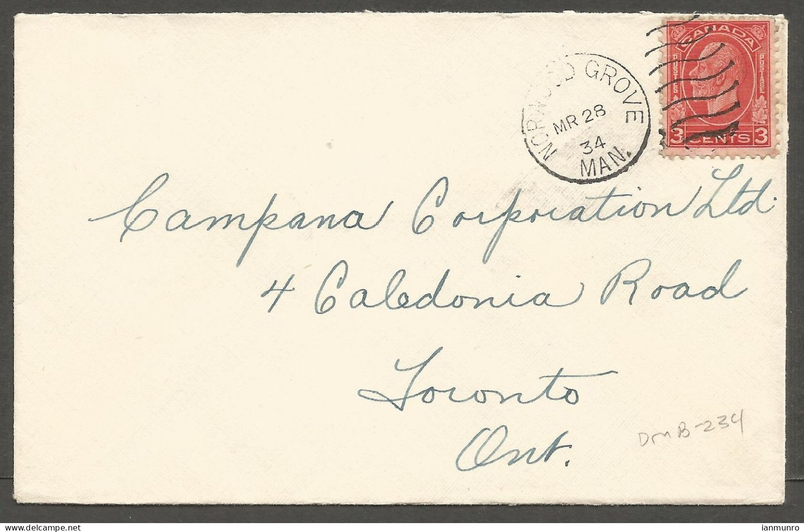 1934 Cover 3c Medallion Duplex Norwood Grove (St Boniface, Winnipeg) Manitoba - Postgeschichte