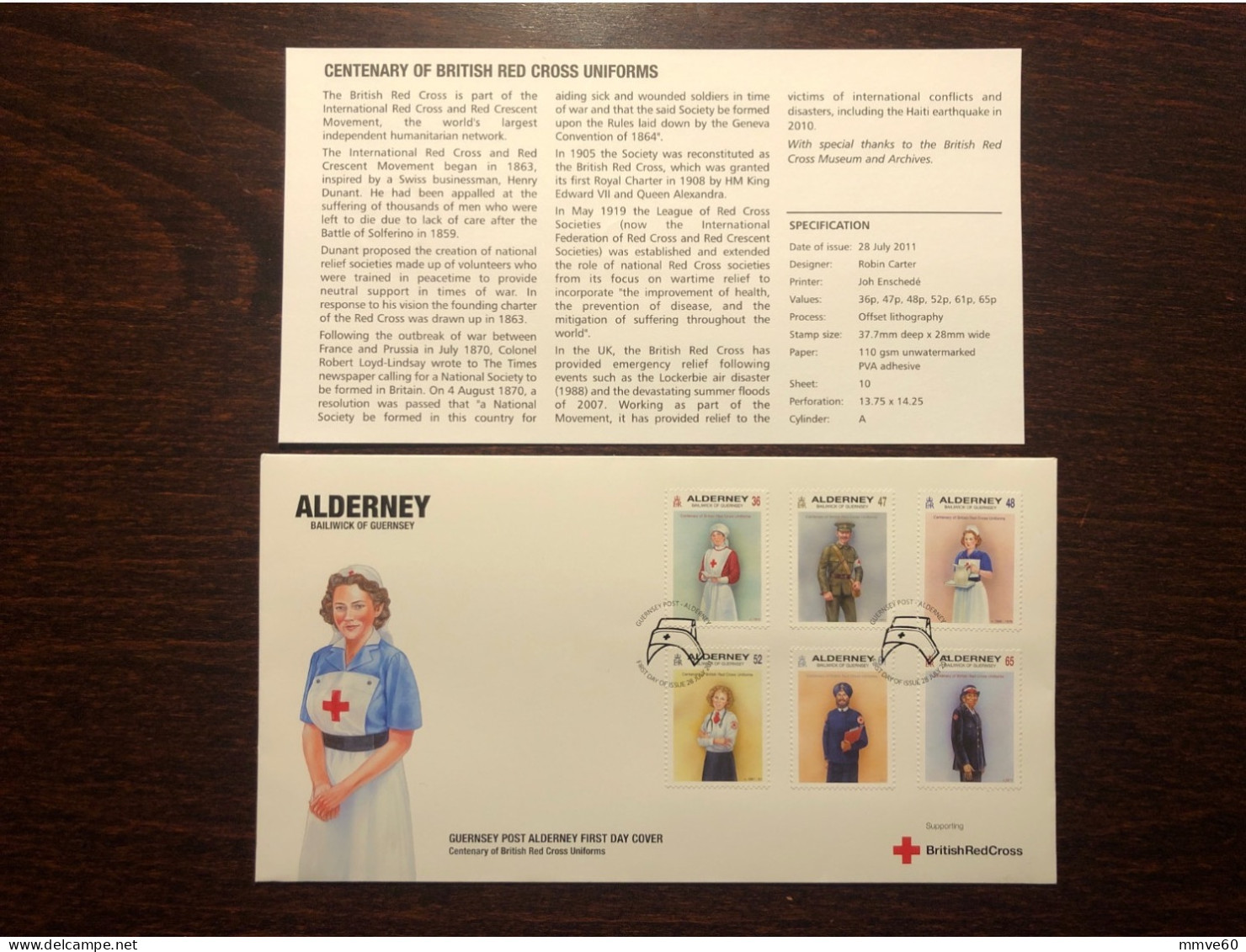 ALDERNEY FDC COVER 2011 YEAR RED CROSS HEALTH MEDICINE STAMPS - Alderney