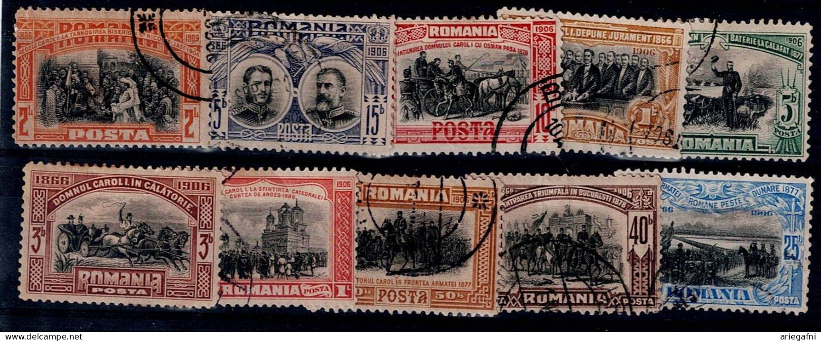 ROMANIA 1906 40 YEARS OF THE REIGN OF KARL I MI 187-96 USED VF!! - Used Stamps