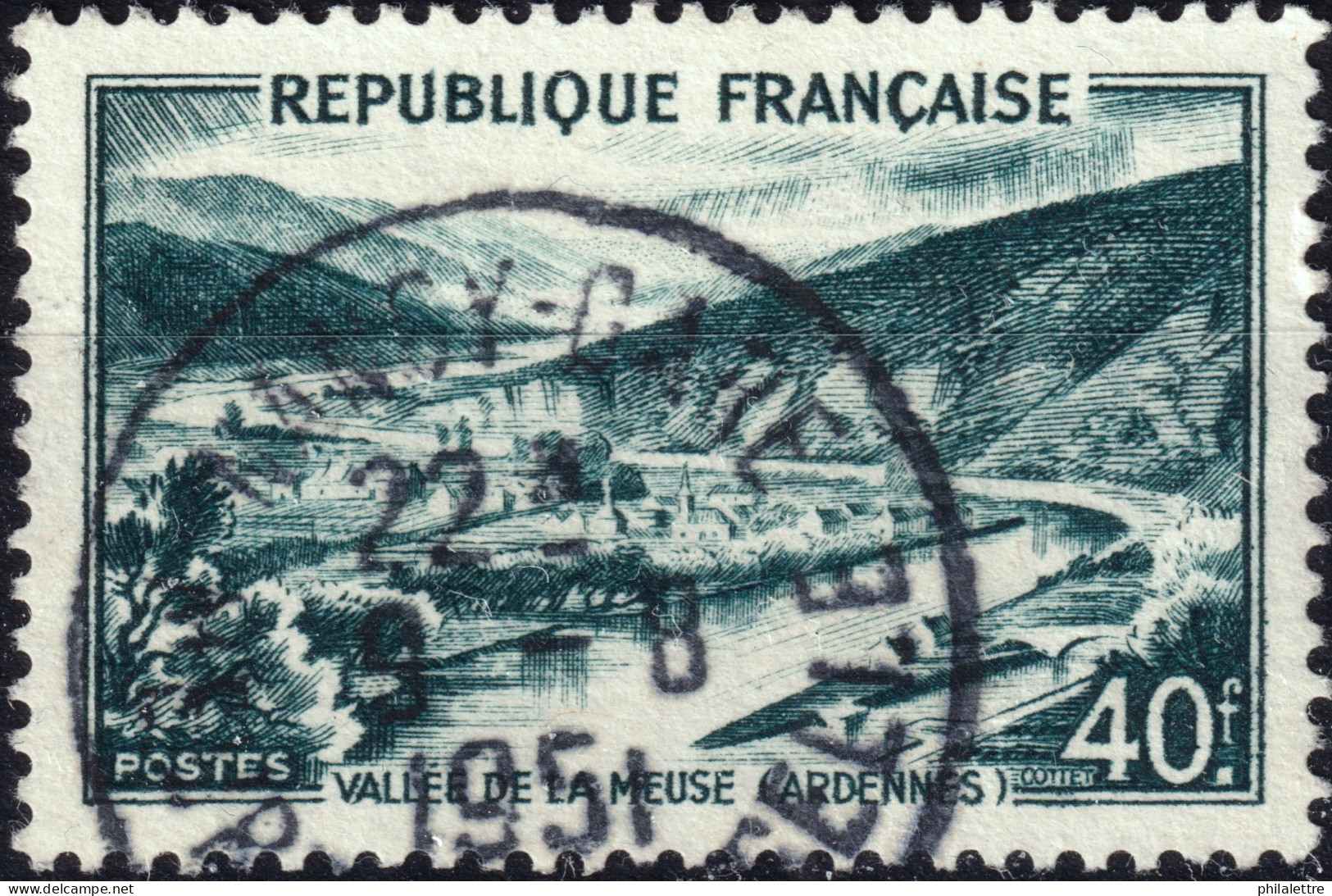 FRANCE - 1951 TàD "NANCY-GARE / MEURTHE ET MOSELLE" (Type A7) Sur Yv.842A 40fr Vallée De La Meuse - Usati