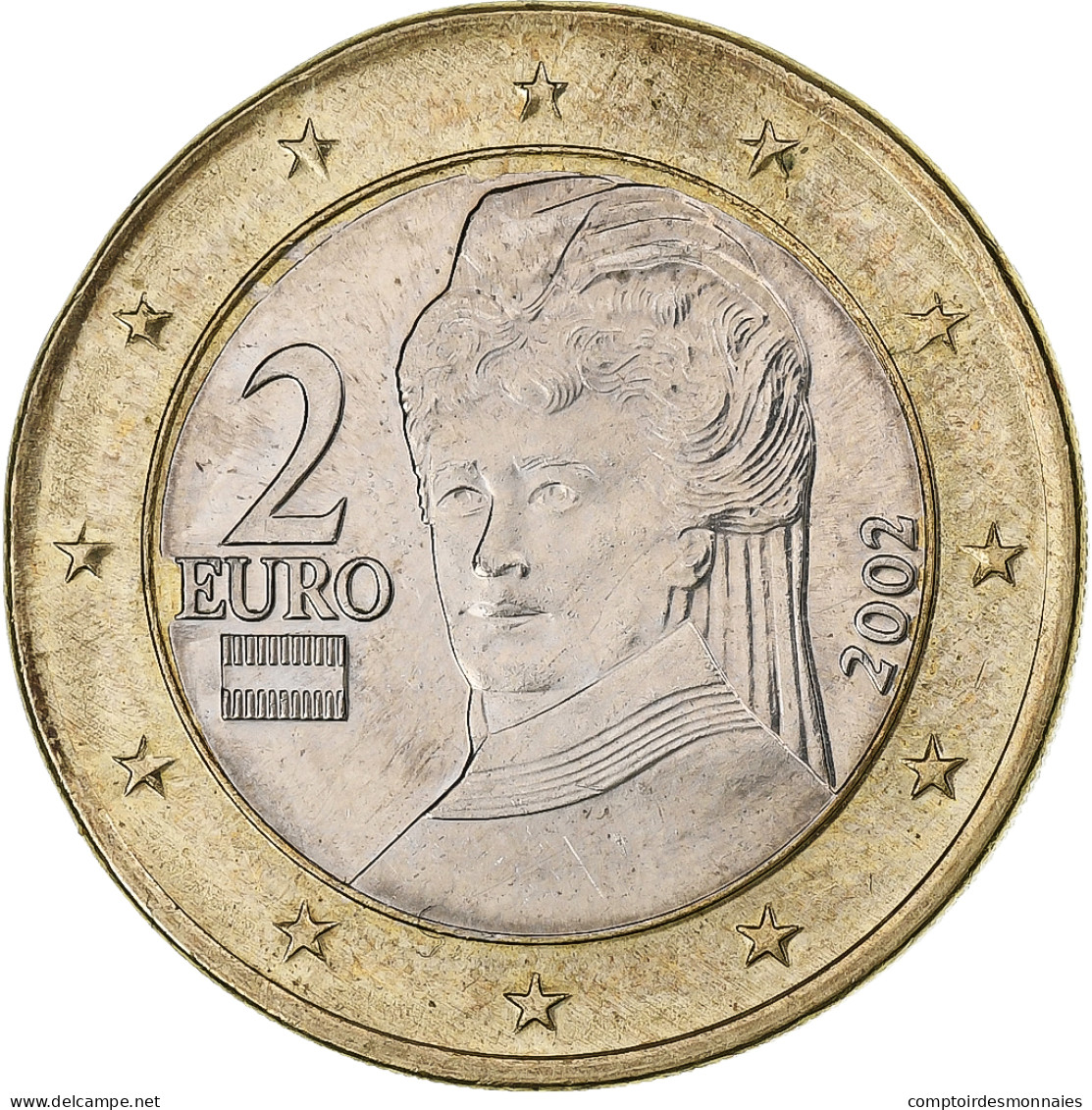 Autriche, 2 Euro, Planchet Error Struck On 1 Euro, 2002, Vienne, Bimétallique - Variétés Et Curiosités