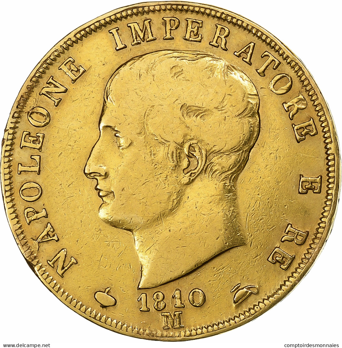 États Italiens, KINGDOM OF NAPOLEON, Napoléon I, 40 Lire, 1810, Milan, Or - Napoléonniennes