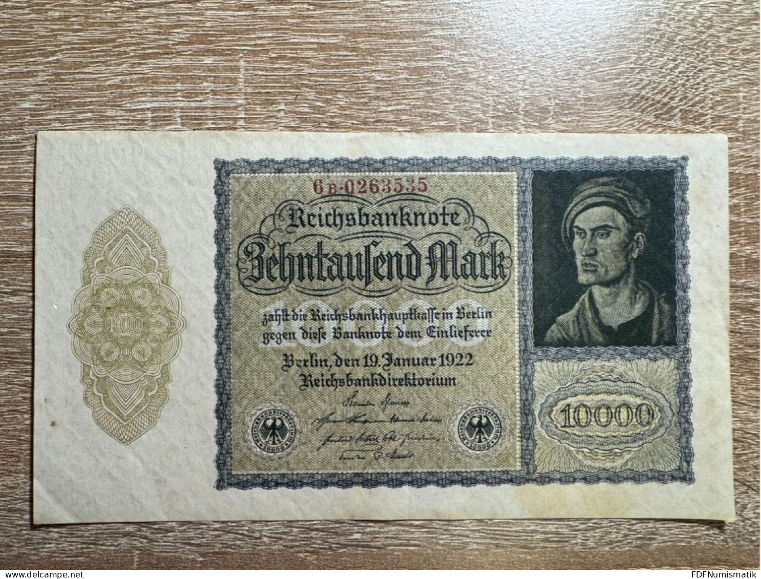 Germany，10000 Mark ，1922 ，gEF-AU，pick 72 - 10000 Mark