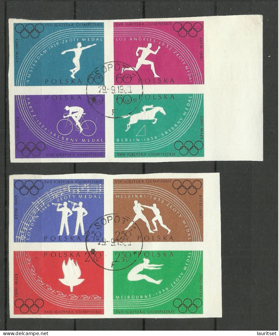 POLEN Poland 1960 Michel 1166 - 1173 B O (2 X 4-block) Olympic Games Rom Roma Italia Olympische Spiele - Ete 1960: Rome