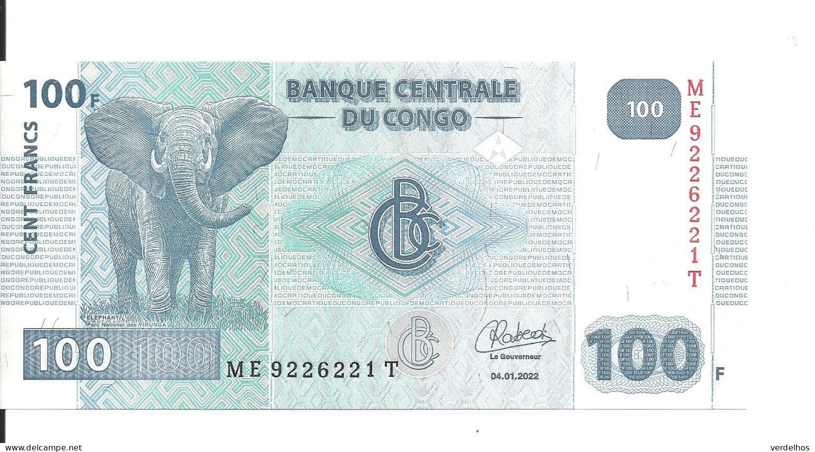 CONGO 100 FRANCS 2022 UNC P 98 D - Ohne Zuordnung