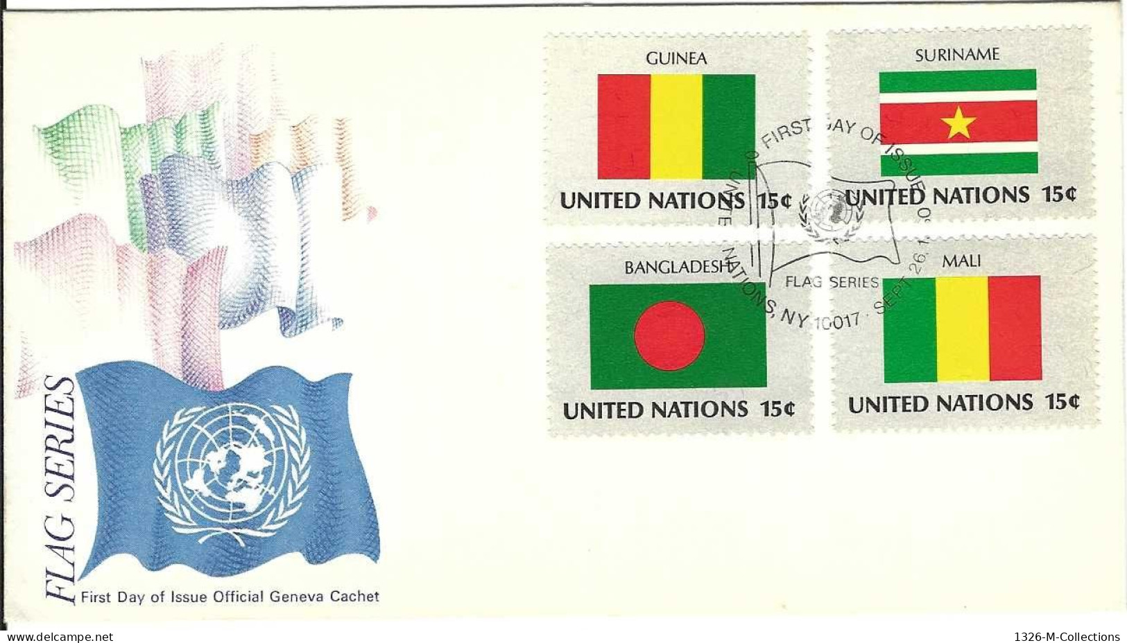 Envellope NATIONS UNIS 1e Jour N° 320 A 323 Y & T - Lettres & Documents