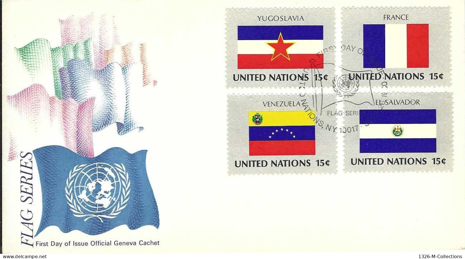 Envellope NATIONS UNIS 1e Jour N° 324 A 327 Y & T - Lettres & Documents