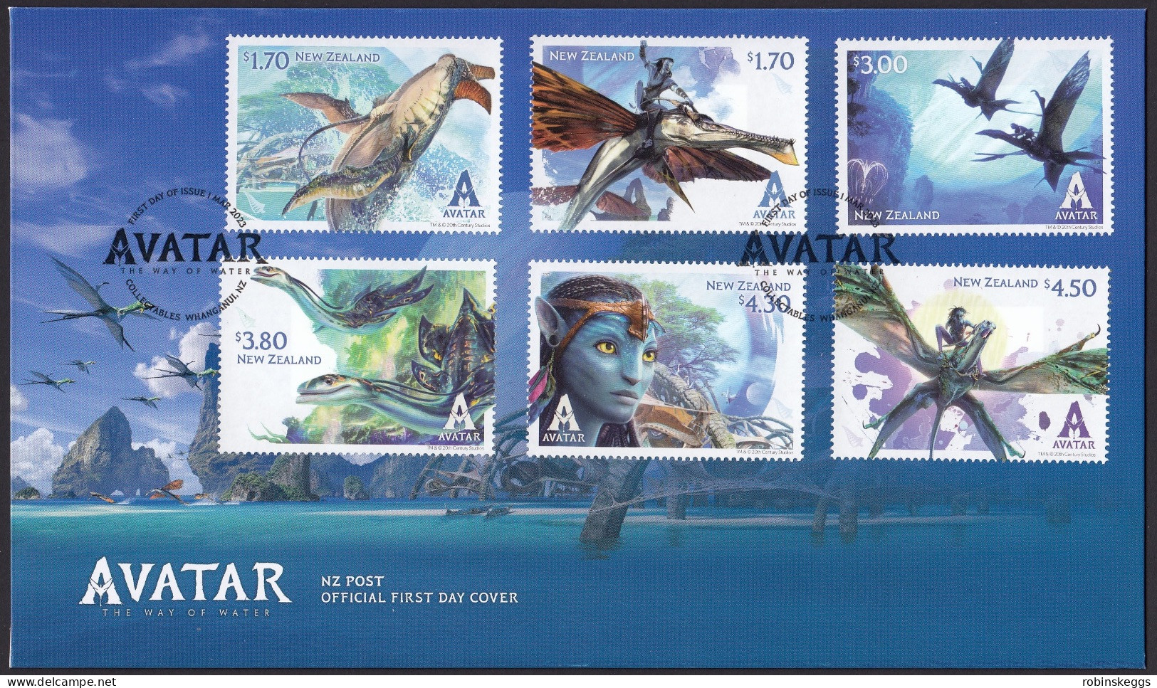 NEW ZEALAND 2023 Avatar: The Way Of Water, Set Of 6 FDC - Etichette Di Fantasia