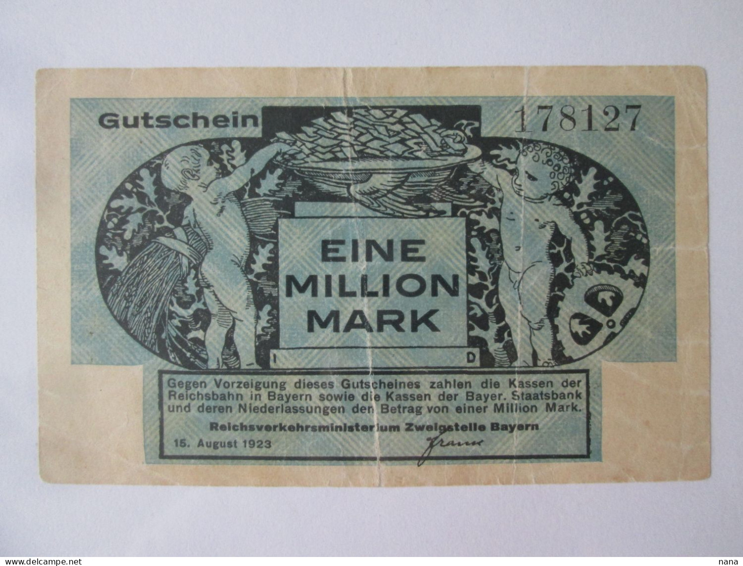 Rare! Germany/Allemagne 1000000 Mark 1923 Gutschein/Bayer - Collections