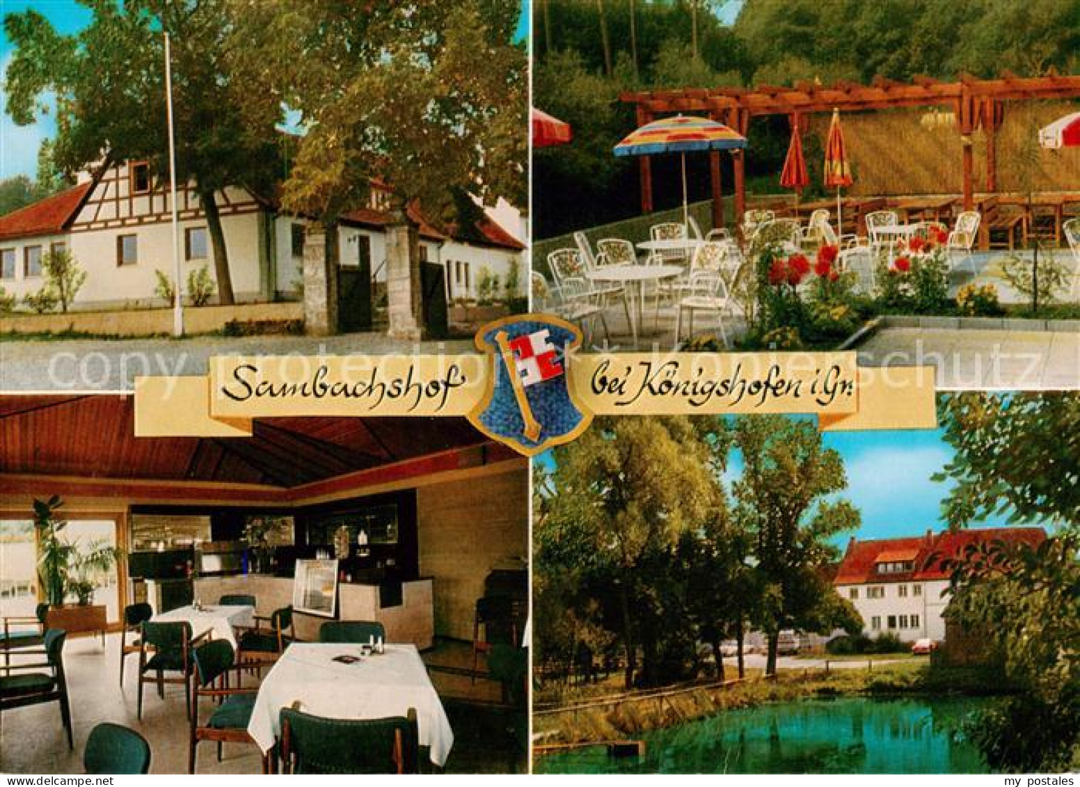 73845664 Bad Koenigshofen Waldgaststaette Sambachshof Gaststube Teich Terrasse B - Bad Koenigshofen