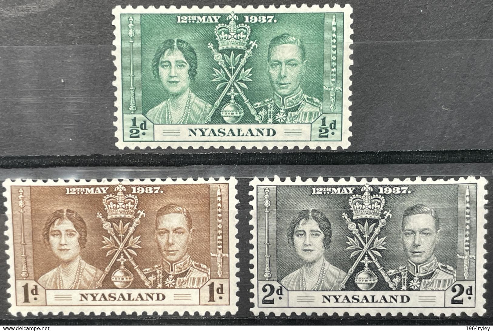 NYASALAND  - MH*  - 1937 CORONATION ISSUE - # 127/129 - Nyasaland (1907-1953)