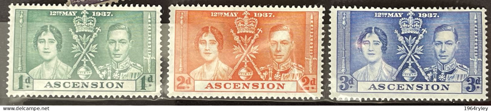 ASCENSION  - MH*  - 1937 CORONATION ISSUE - # 35/37 - Ascension