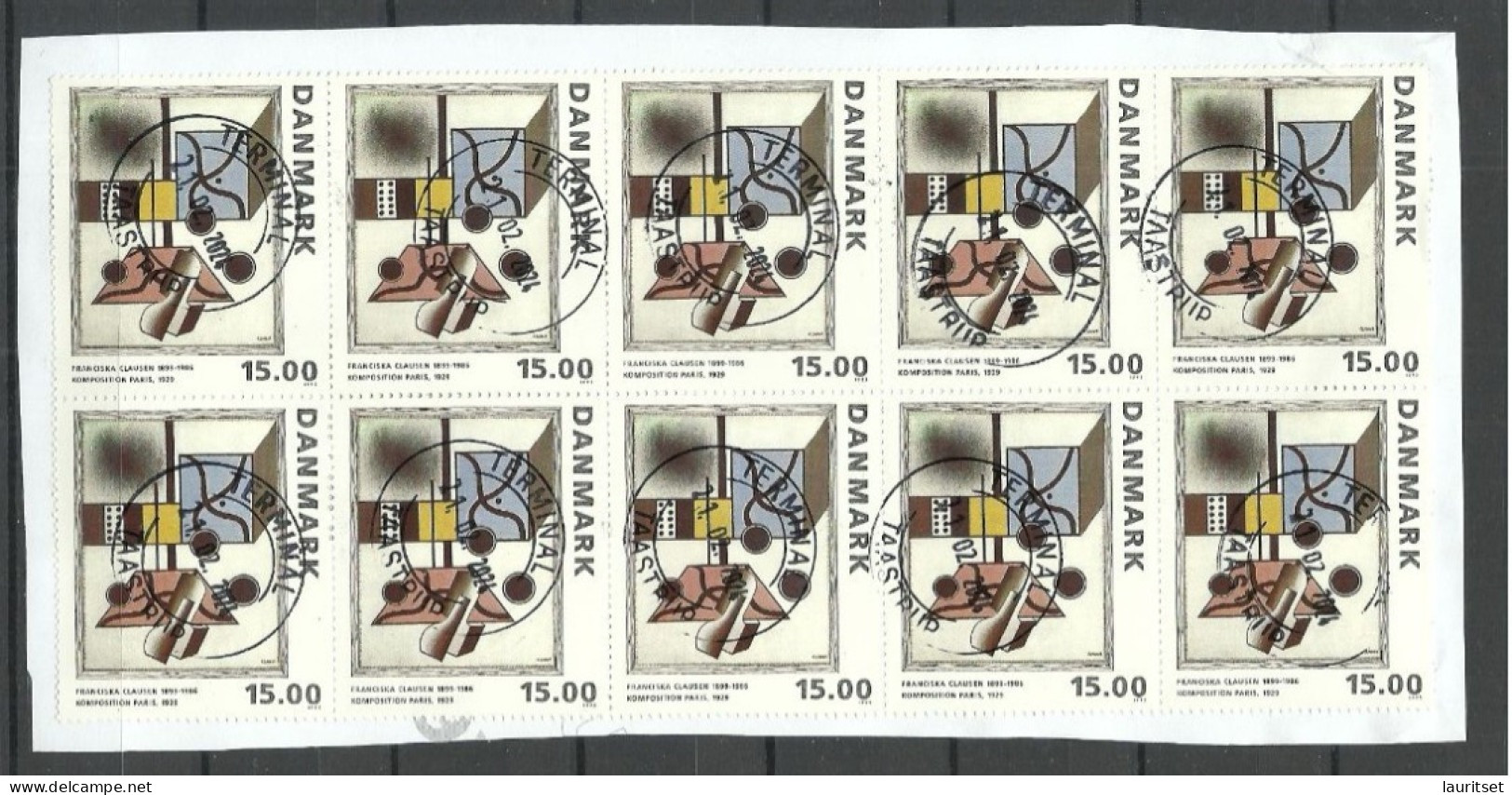 DENMARK Dänemark 1993 Michel 1069 Kunst Gemälde Fr. Clausen As 10-block O - Usado