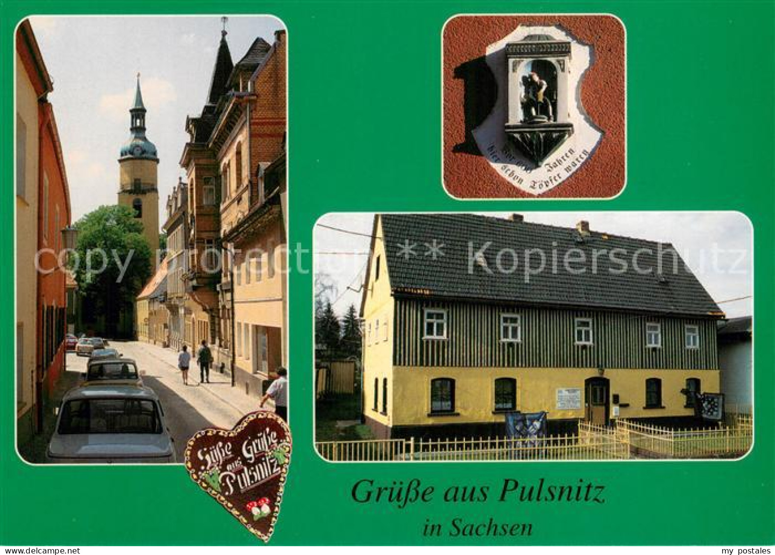 73740985 Pulsnitz Sachsen Kirche Steinplastik An Der Toepferei Juergel Blaudruck - Pulsnitz