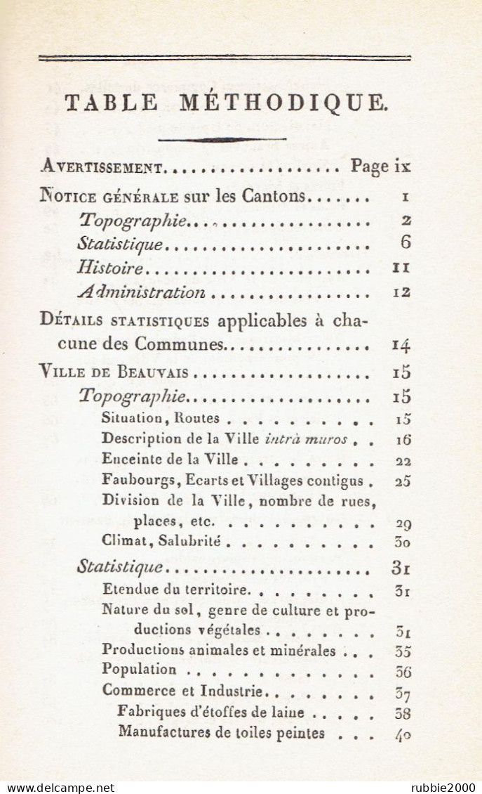 NOTICE SUR LA VILLE ET LES CANTONS DE BEAUVAIS 1815 PAR TREMBLAY REEDITION 1986 LES EDITIONS DU BASTION - Picardie - Nord-Pas-de-Calais