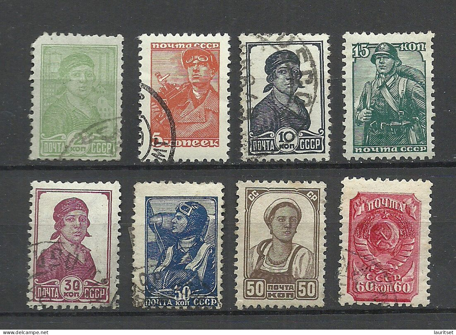 RUSSLAND RUSSIA 1937/56 = 8 Stamps From Set Michel 672 - 684 O/* - Other & Unclassified