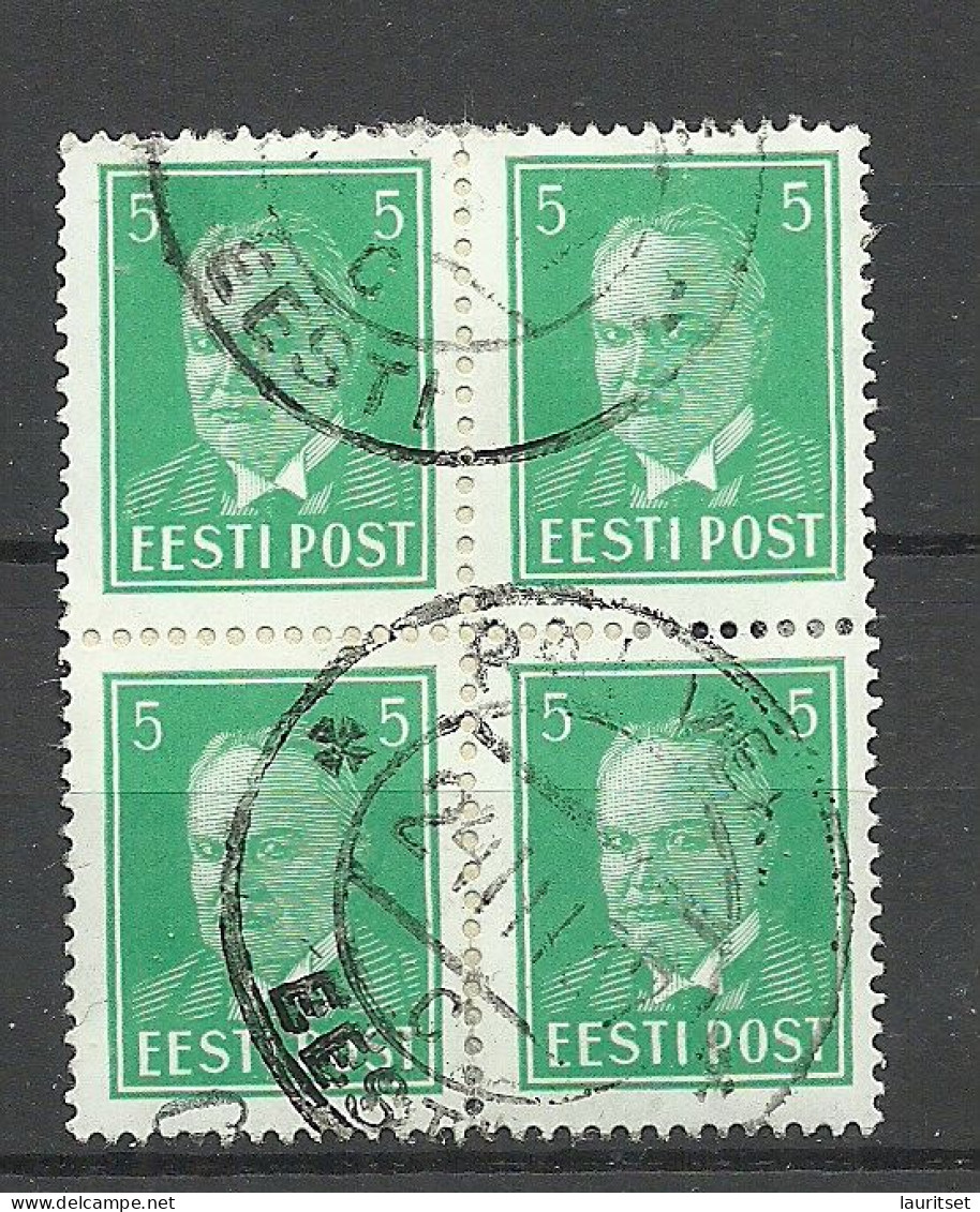 Estland Estonia 1937 O RAKVERE "C" Michel 115 As 4-block, On Piece - Estland