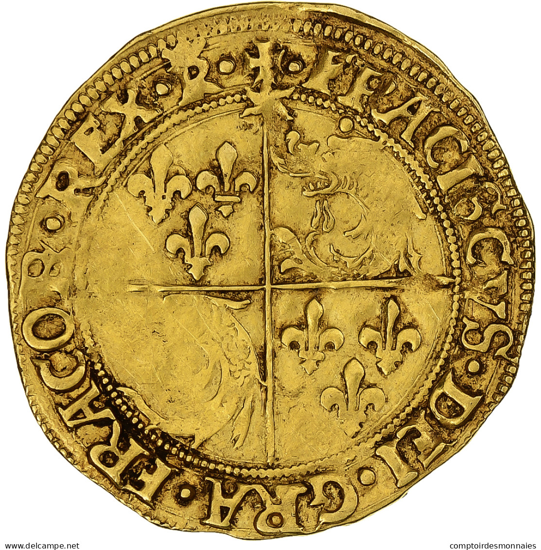 France, François Ier, Ecu D'or Au Soleil Du Dauphiné, Romans, Or, TTB - 1515-1547 Francis I