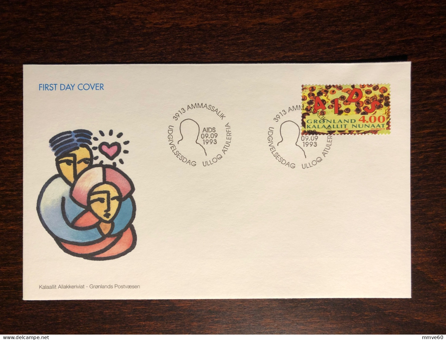 GREENLAND FDC COVER 1993 YEAR AIDS SIDA HEALTH MEDICINE STAMPS - Cartas & Documentos