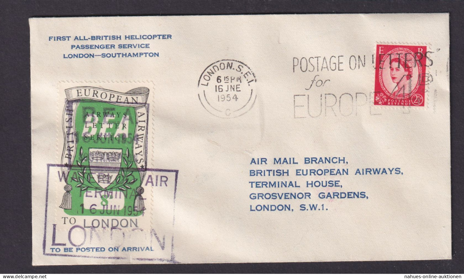 Helikopter Flugpost Brief Air Mail British Airways Mit Selt. Vignette London - Storia Postale
