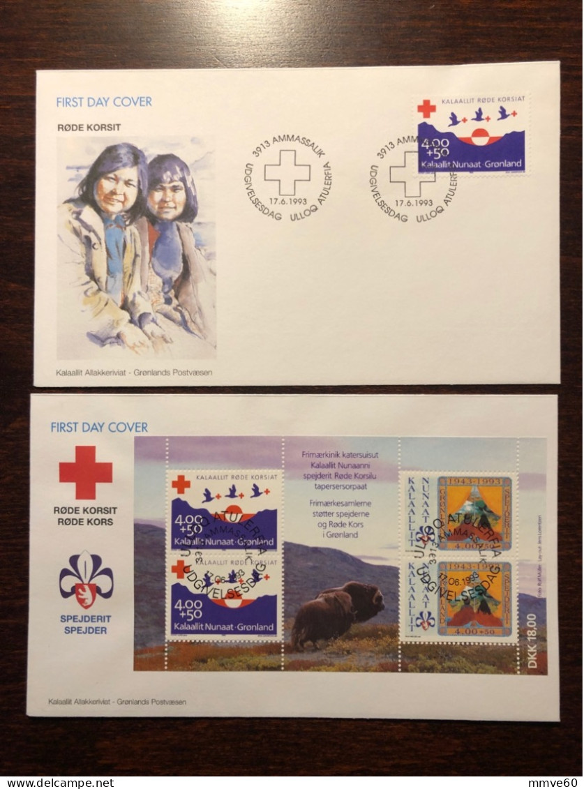 GREENLAND FDC COVER 1993 YEAR RED CROSS HEALTH MEDICINE STAMPS - Cartas & Documentos