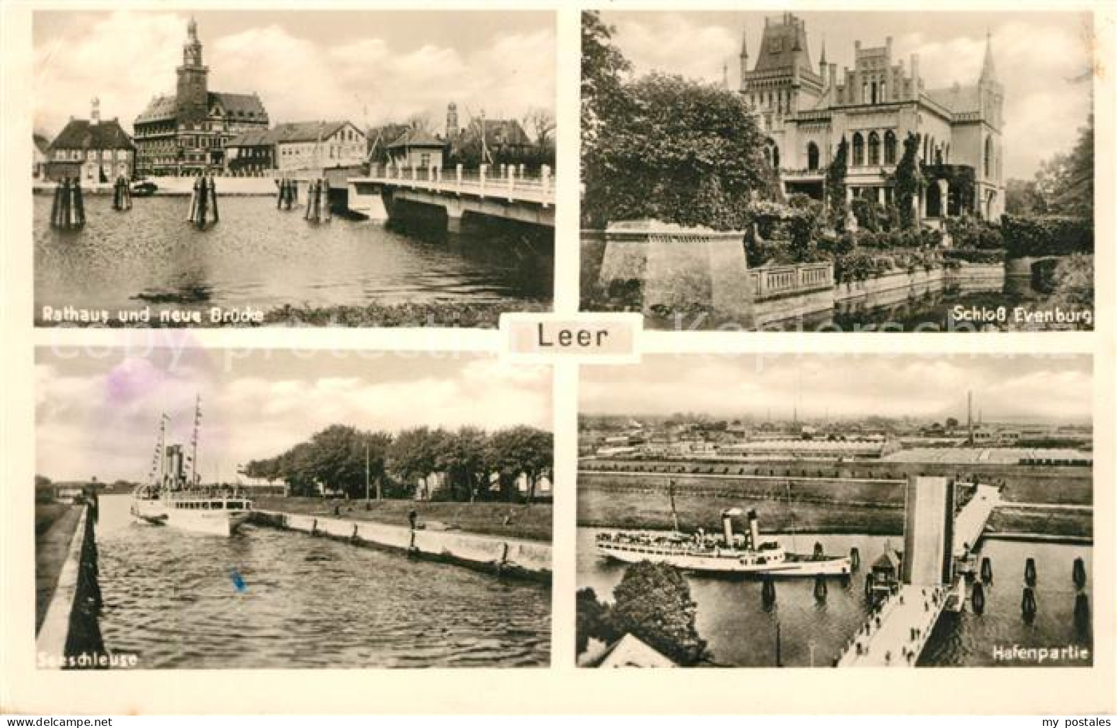 73028025 Leer Ostfriesland Rathaus Neue Bruecke Schloss Evenburg Seeschleuse Haf - Leer