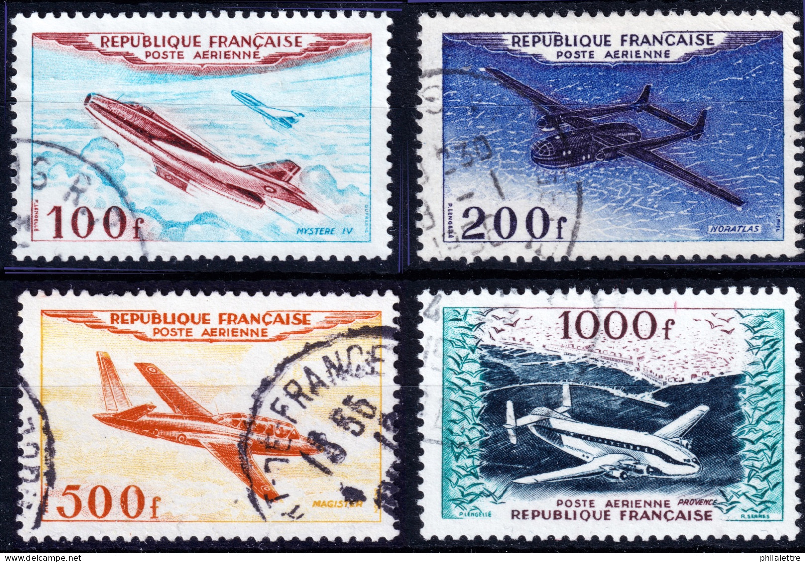 FRANCE - 1954 Yv.PA30/33 100fr Mystère IV, 200fr Noratlas, 500fr Magister & 1000fr Provence - OblitérésTB - 1927-1959 Oblitérés