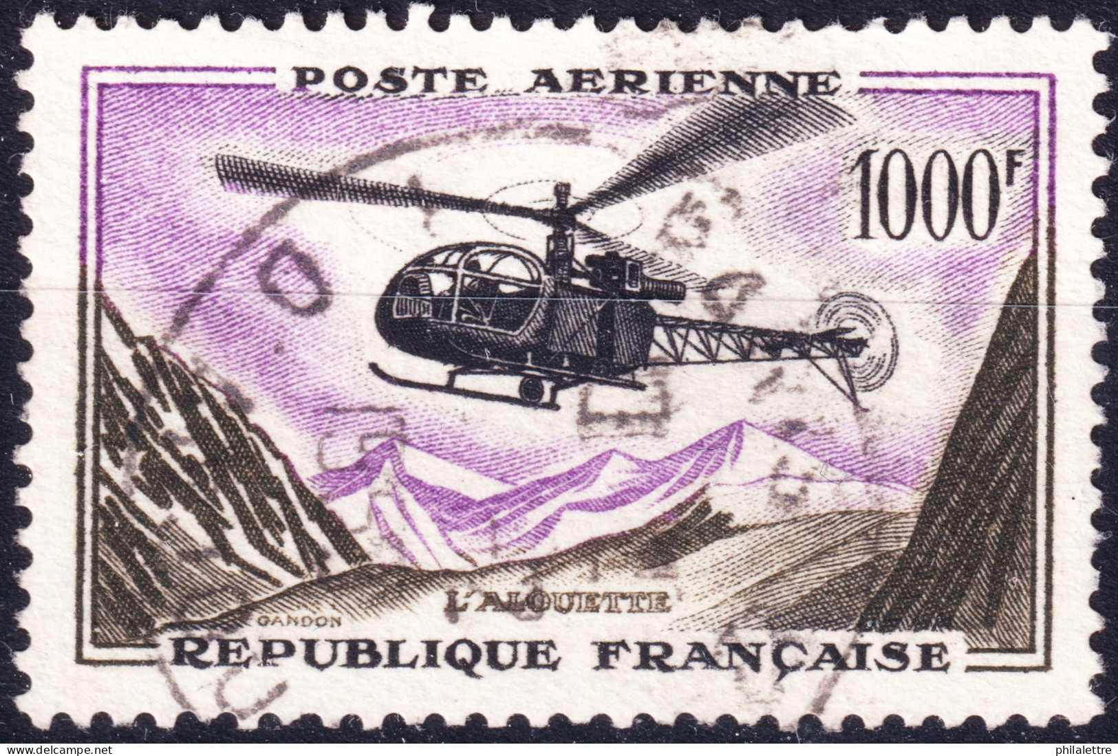FRANCE - 1959 Yv.PA37 1000fr Alouette - OblitéréTB - 1927-1959 Usati