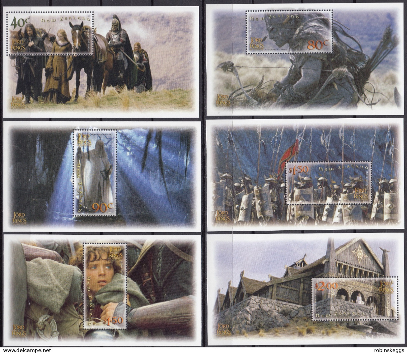 NEW ZEALAND 2002 Lord Of The Rings: The Two Towers, Set Of 6 M/S’s MNH - Vignettes De Fantaisie