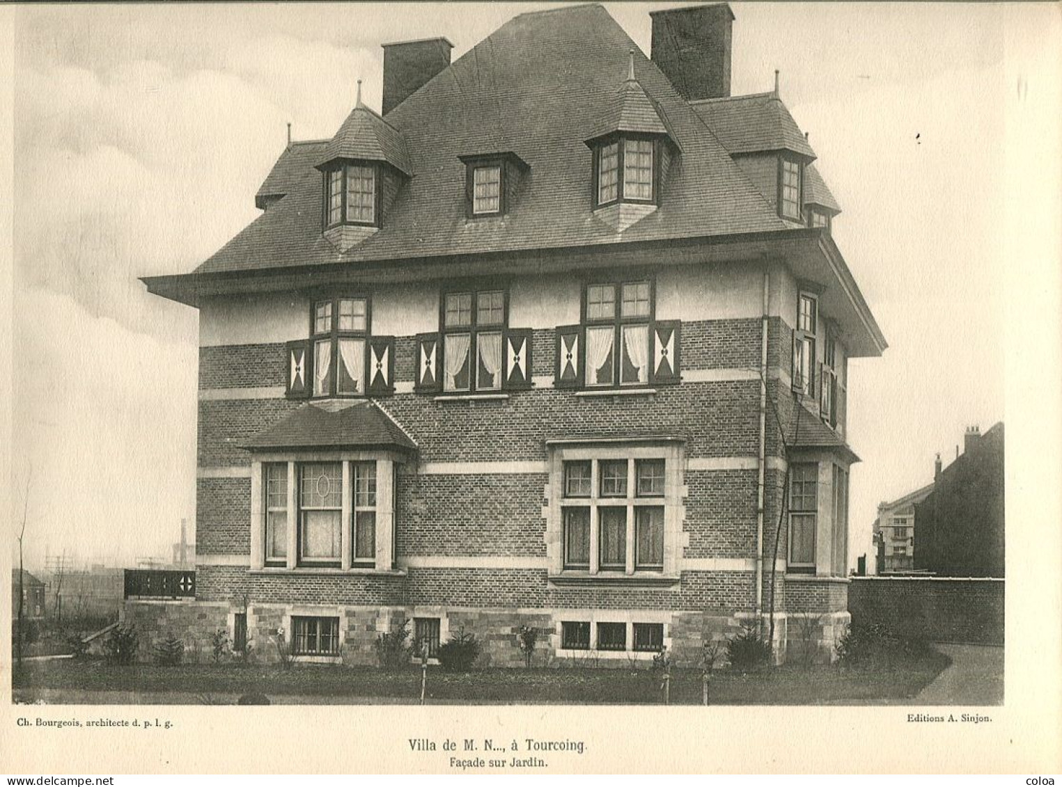 Architecture Villa à Tourcoing Planche En Héliogravure - Architectuur