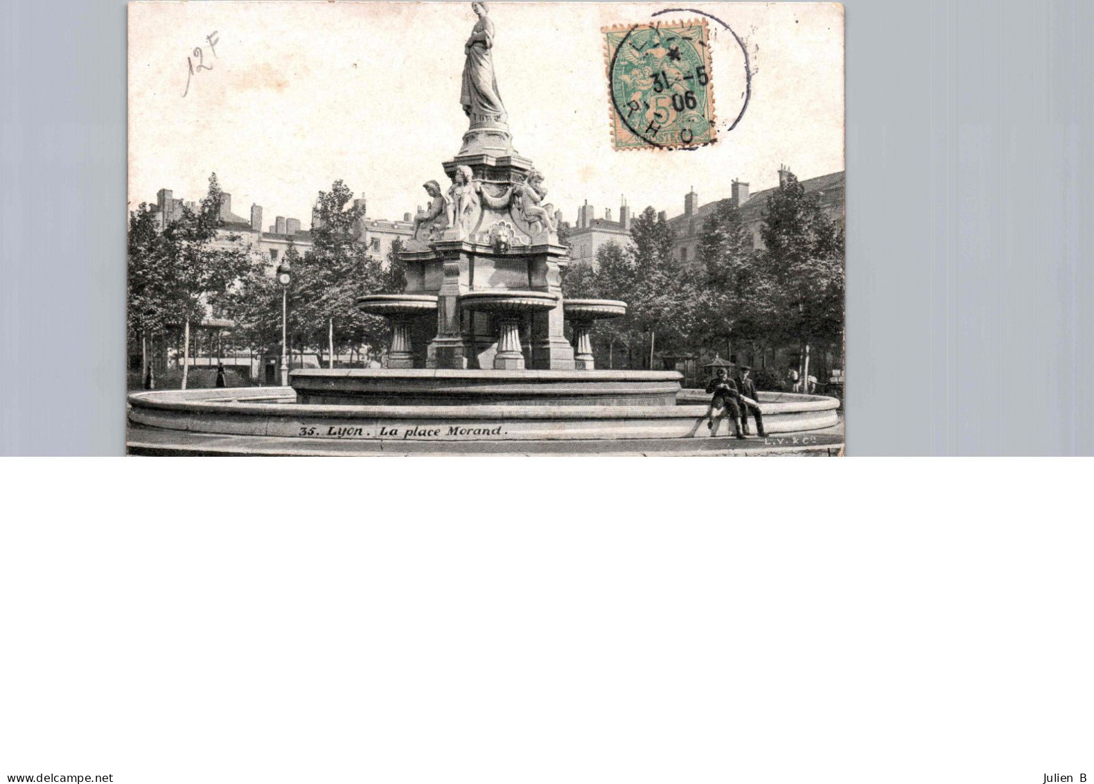 Lyon, La Place Morand, 31 Mai 1906, Timbre 5c - Lyon 6