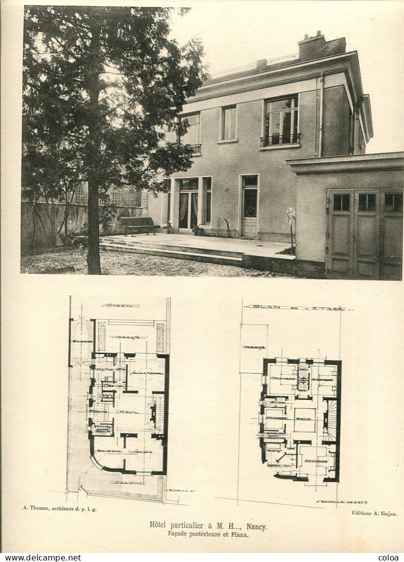 Architecture Hôtel Particulier à Nancy Planche En Héliogravure Et Plan - Architektur