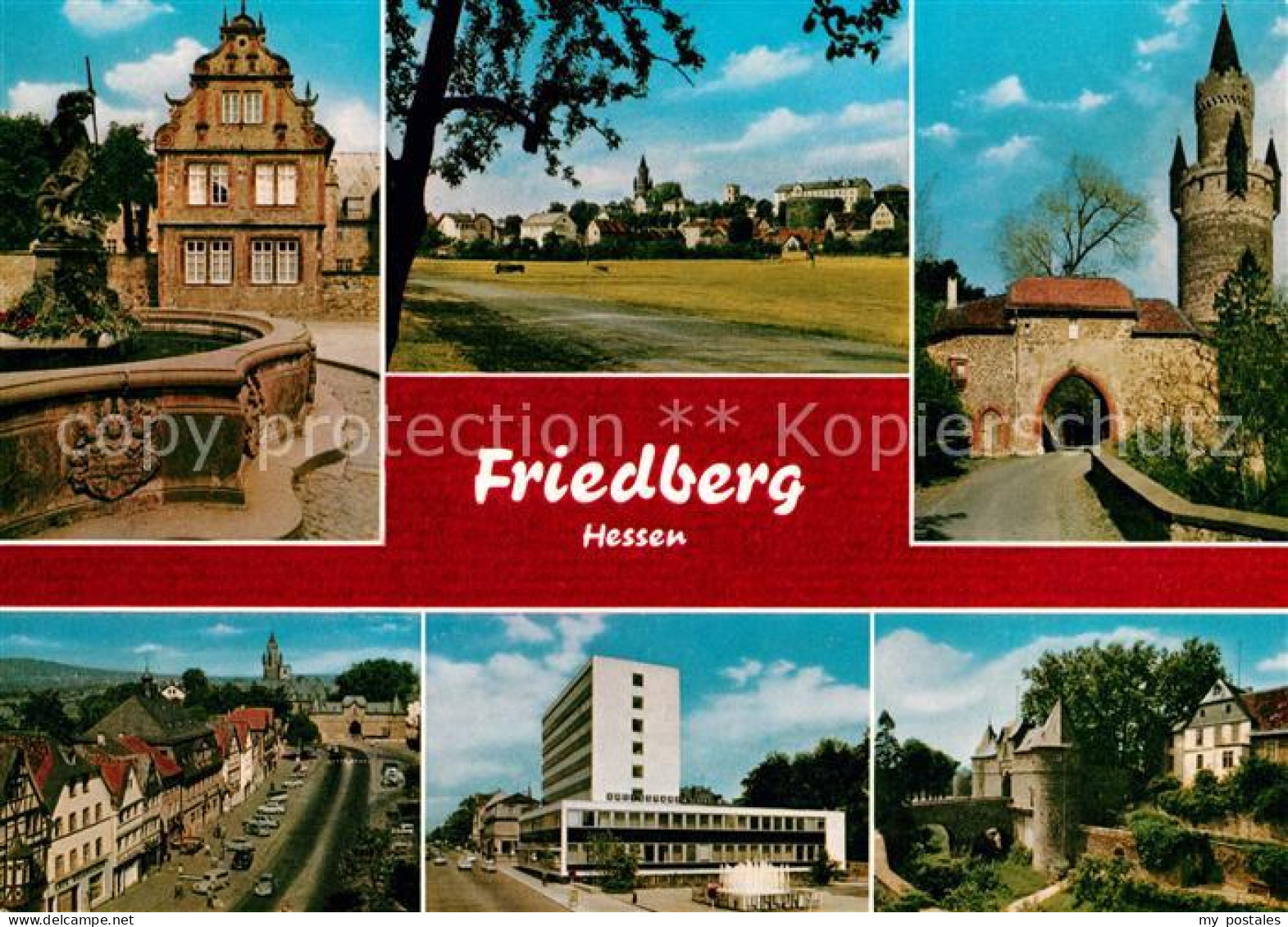 73022632 Friedberg Hessen Schloss Brunnen Panorama Adolphsturm Marktplatz Sparka - Friedberg