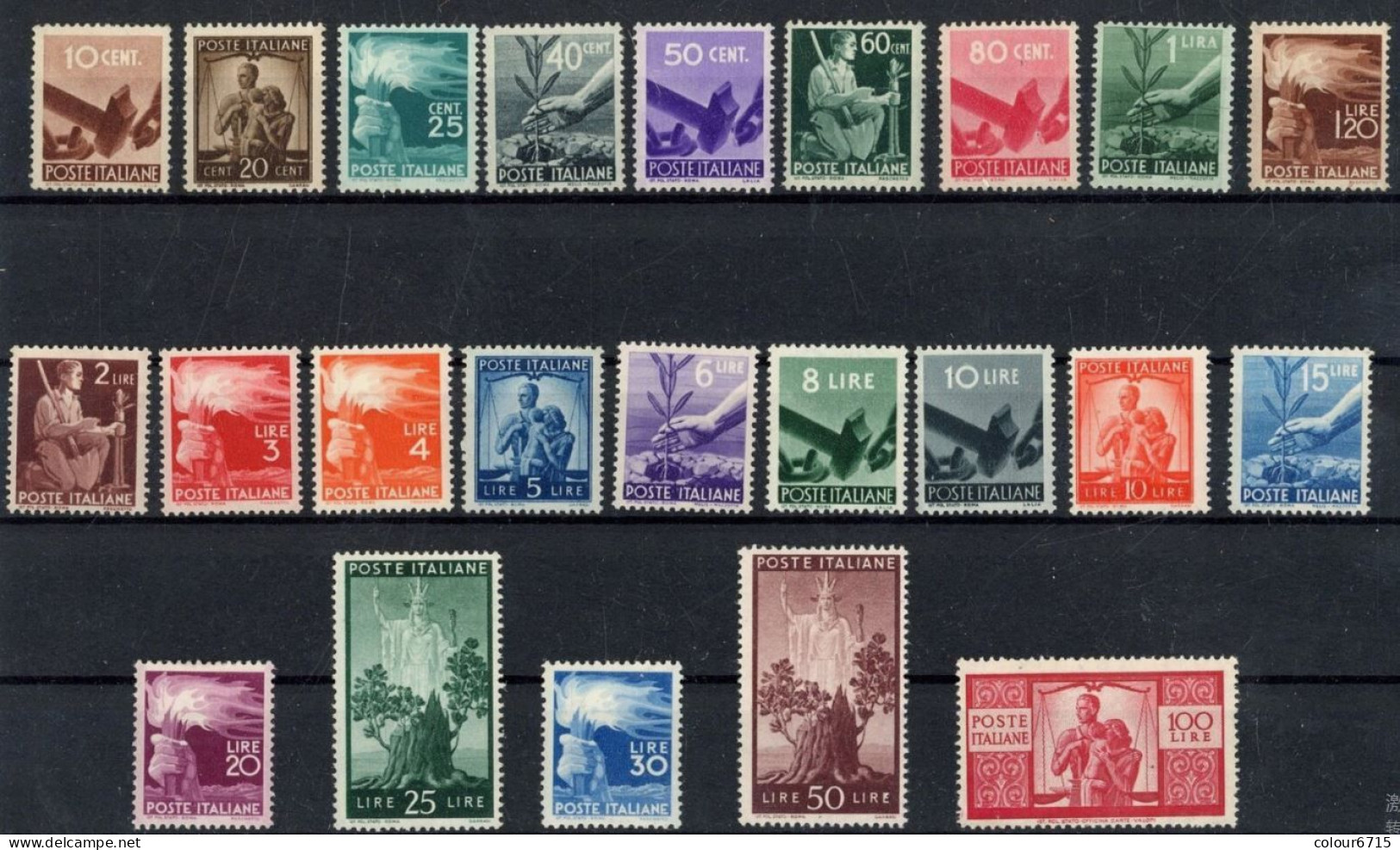 Italy/Italia 1945-1948 New Definitive Stamps 23v MNH - Ongebruikt