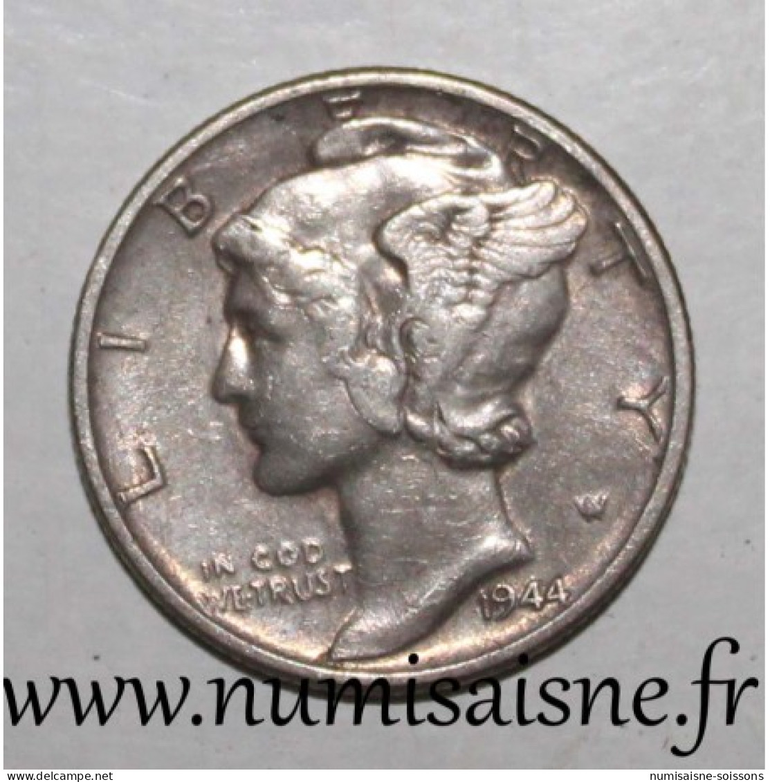 ÉTATS UNIS - KM 140 - 1 DIME 1944 - Philadelphie - MERCURY - TTB - 1916-1945: Mercury