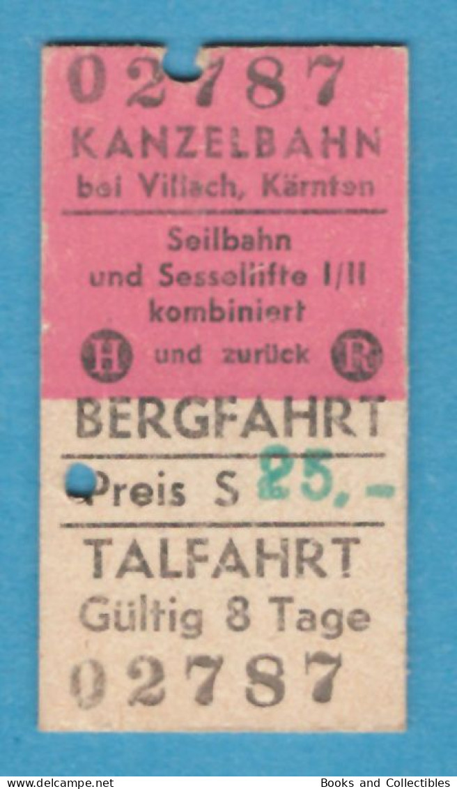 H-0600 * AUSTRIA, Kanzelbahn (Carinthia) Combined Cable Car And Chairlift. Ticket Valid For 8 Days, 1955 25 Shillings - Europa