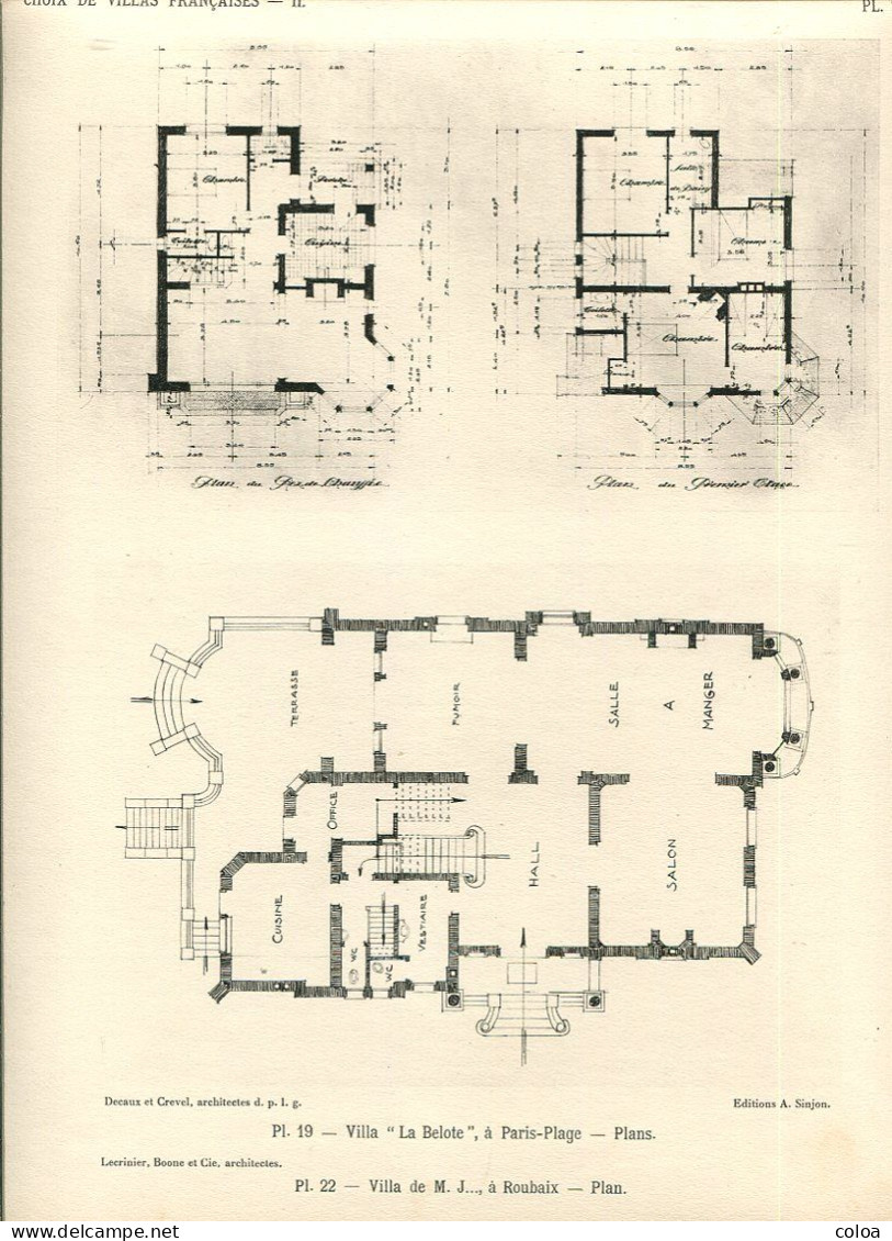 Architecture Villa « La Belote » Au Touquet Paris-Plage 3 Planches En Héliogravure Et Plan - Architettura