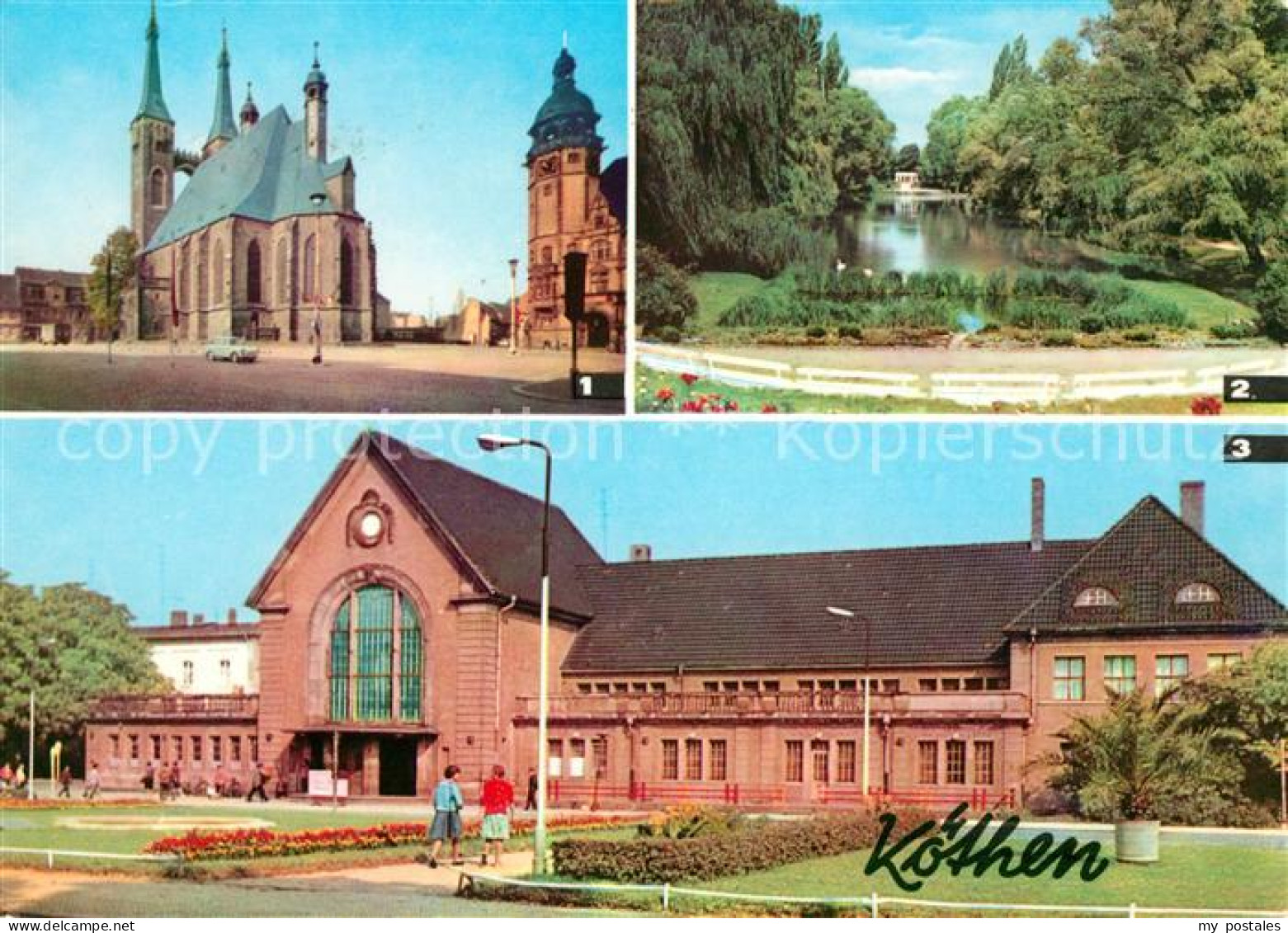 73018996 Koethen Anhalt Marktplatz St Jakobskirche Rathaus Hubertusteich Bahnhof - Koethen (Anhalt)