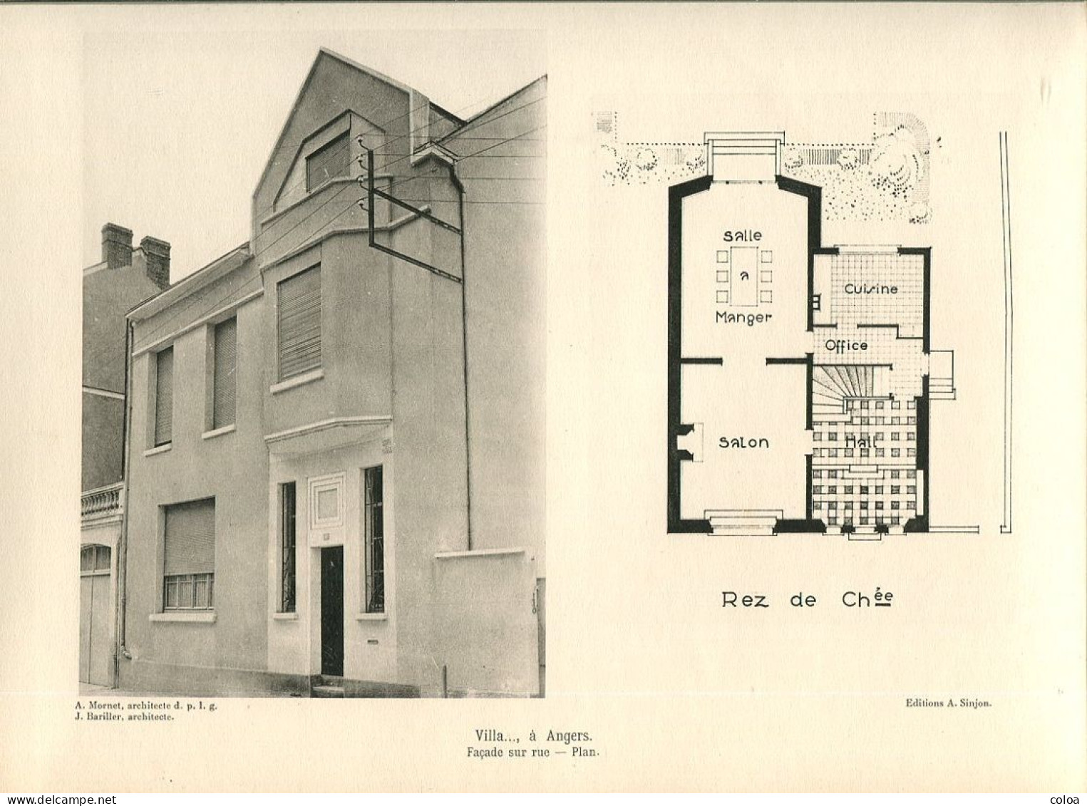 Architecture Villa à Angers Deux Planches En Héliogravure Et Plan - Arquitectura