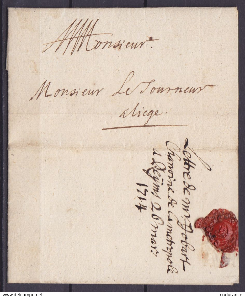 L. Datée 26 Mars 1714 De REIMS Pour LIEGE - 1714-1794 (Pays-Bas Autrichiens)