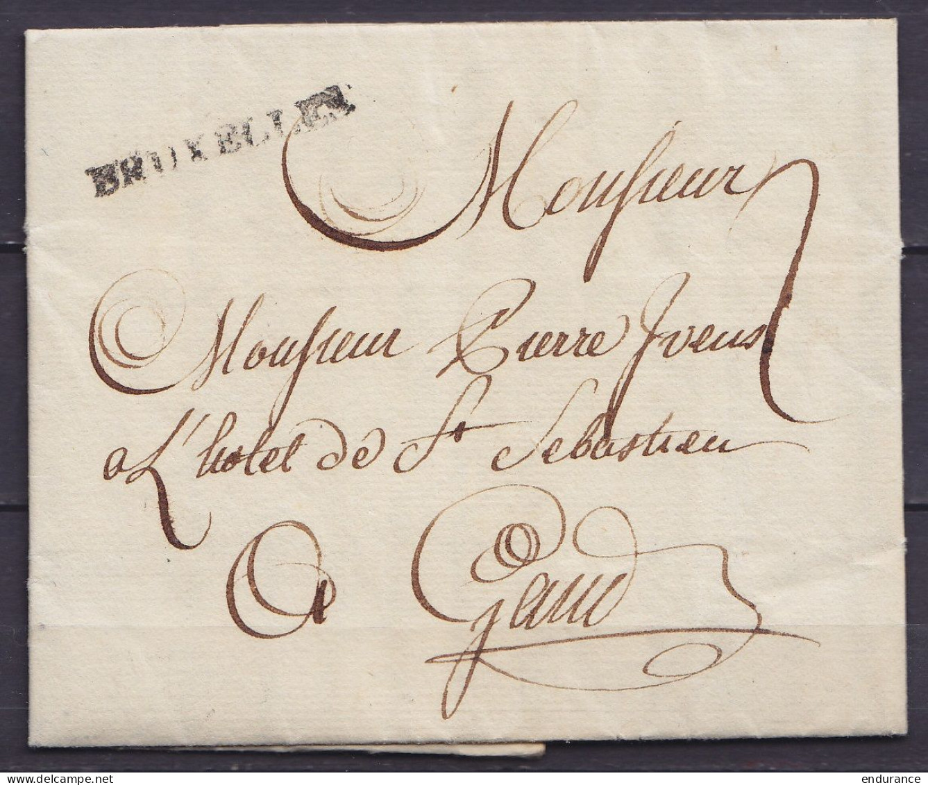 L. Datée 9 Juin 1770 De BRUXELLES Pour Pensionnaire De L'Hôtel De St-Sébastien à GAND - Griffe "BRUXELLES" - Port "2" - 1714-1794 (Paesi Bassi Austriaci)