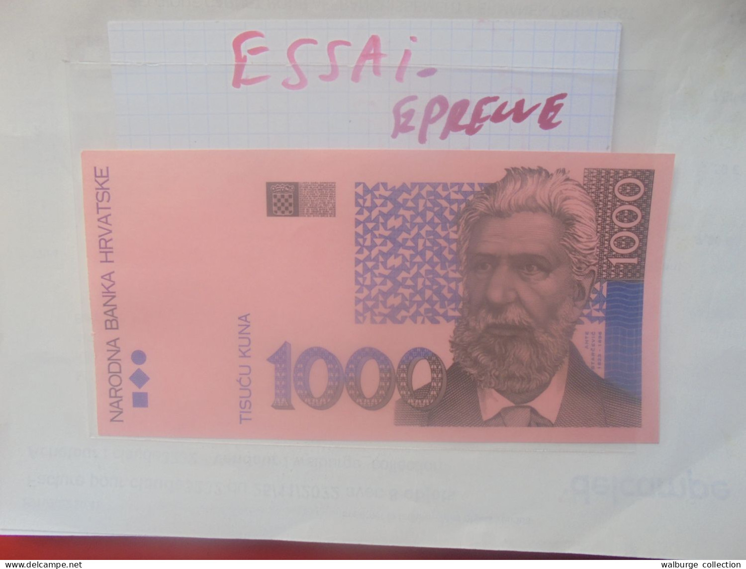 +++EPREUVE Ou ESSAI+++CROATIE 1000 KUNA 1993+++(B.33) - Croatie