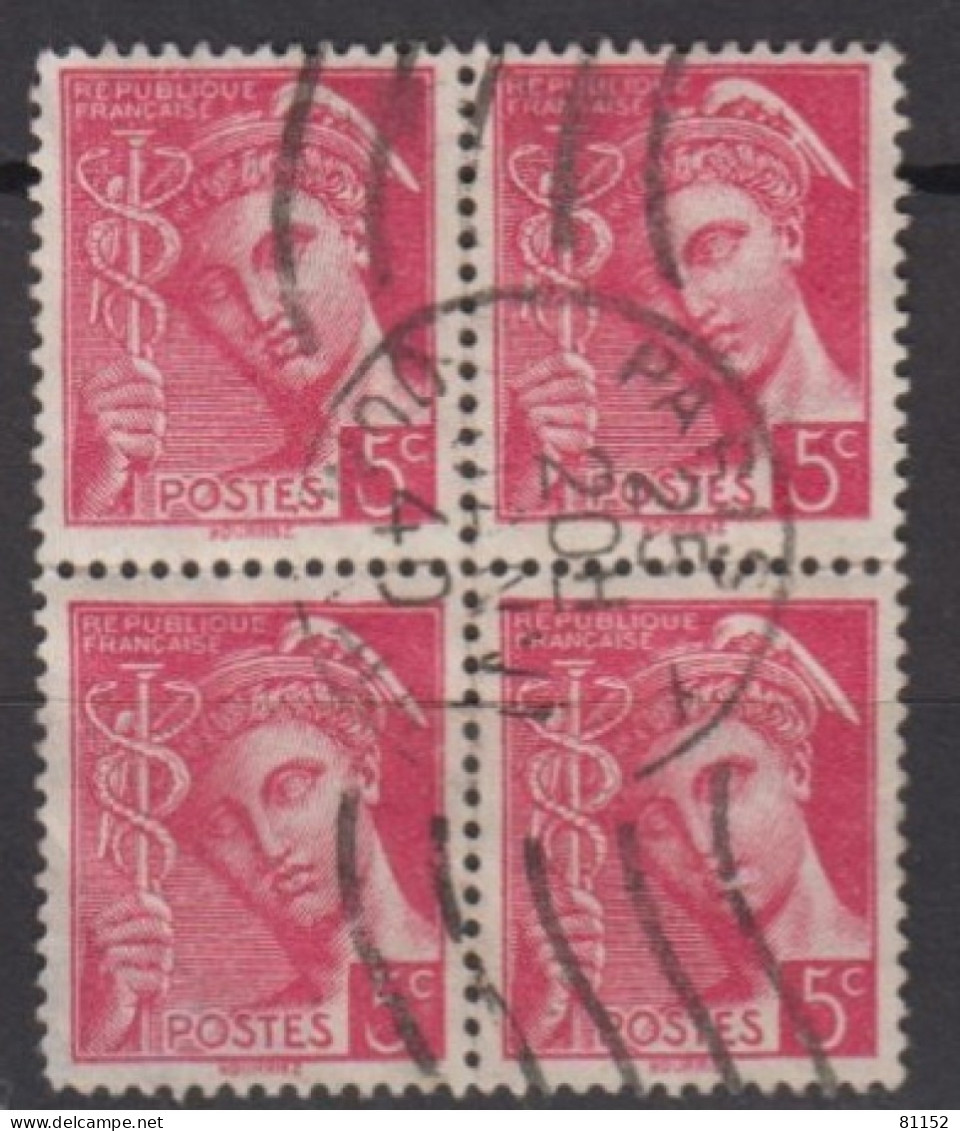 MERCURE  5c Rose Y.T.406  Bloc De 4     Oblitérés  Année 1940 - 1938-42 Mercurius