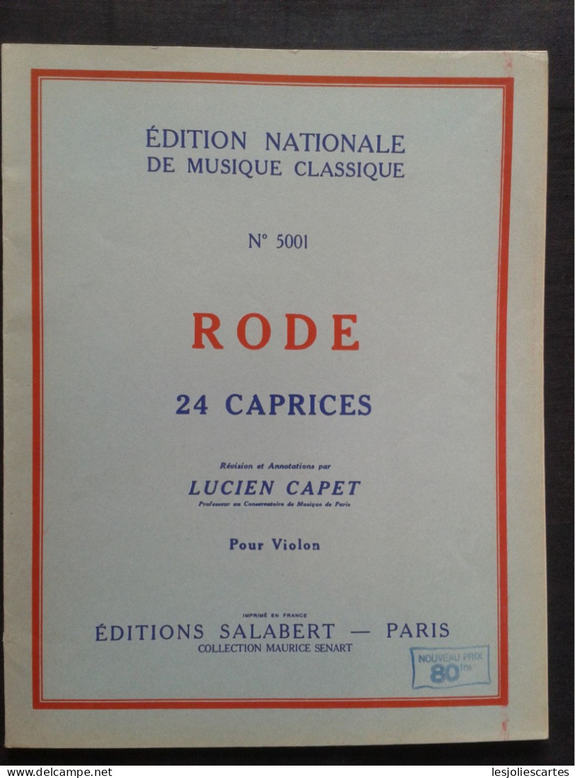 RODE 24 CAPRICES REVISION LUCIEN CAPET POUR VIOLON PARTITION MUSIQUE EDNATIONALE - Strumenti A Corda