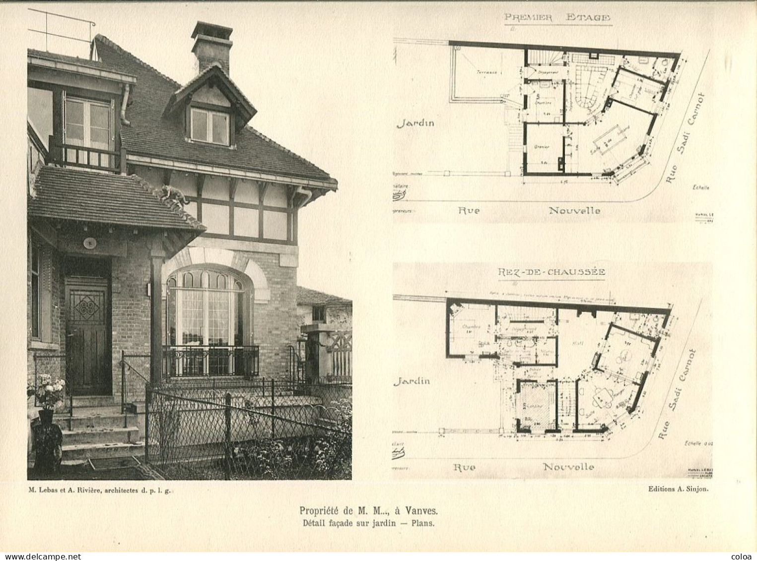 Architecture Propriété à Vanves 23 Rue Sadi-Carnot Deux Planches En Héliogravure - Architectuur