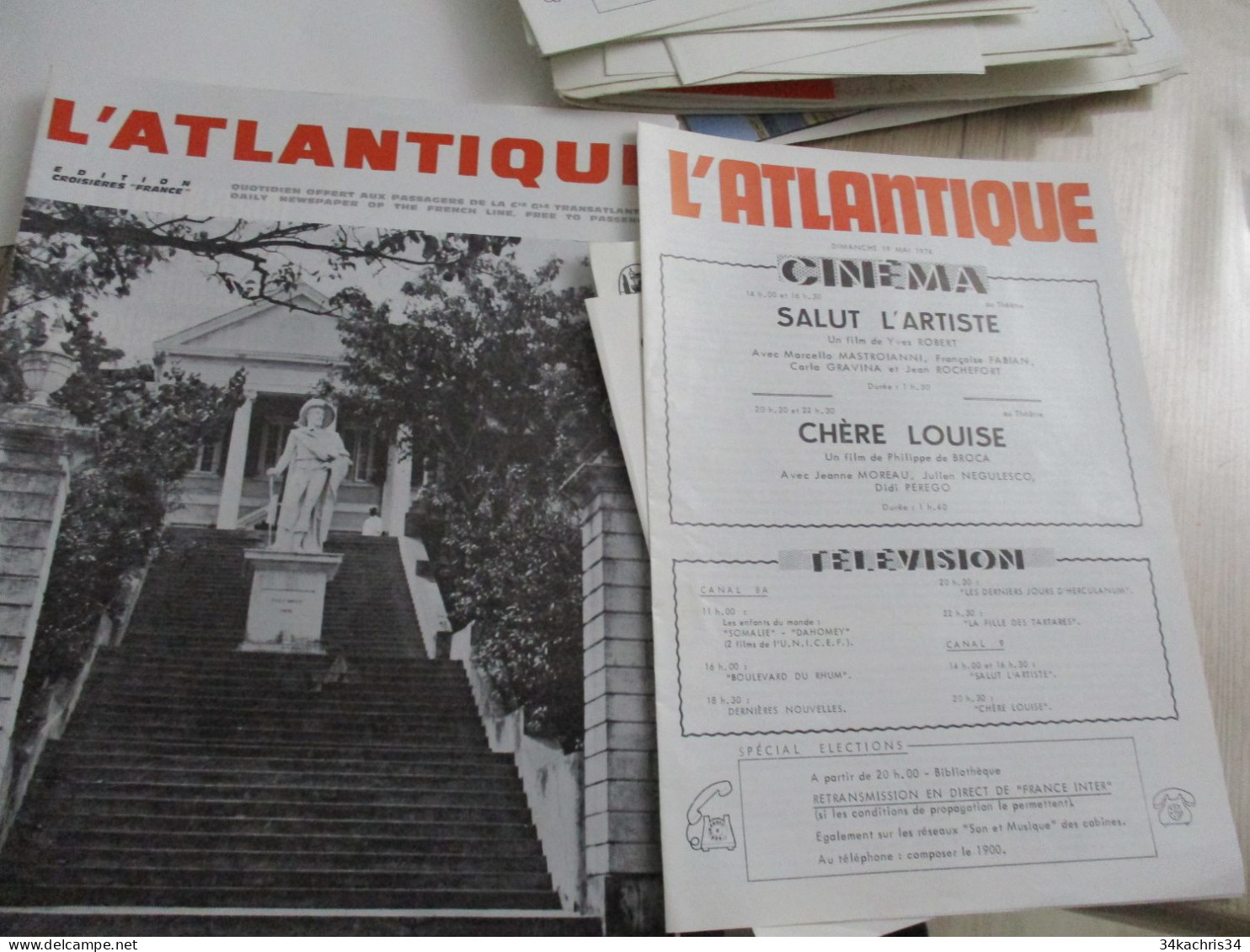 Paquebot France archive documents commerciaux pub publicité menus programme cinéma..... envoi colissimo voir photos