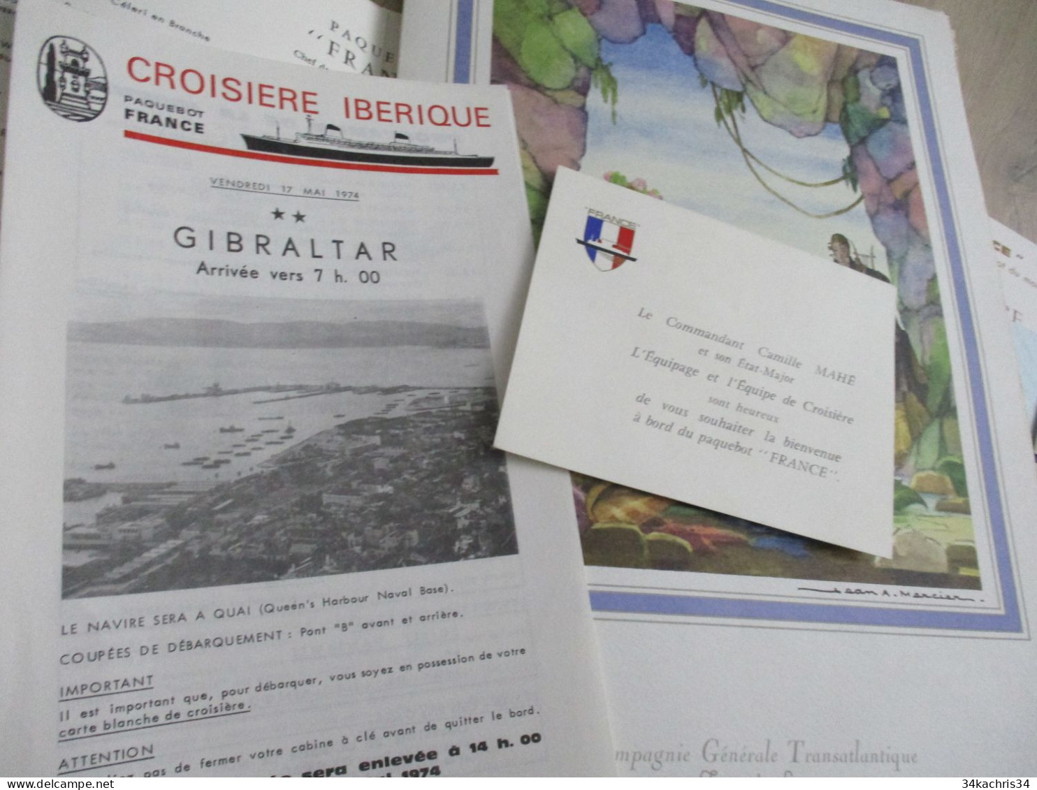 Paquebot France archive documents commerciaux pub publicité menus programme cinéma..... envoi colissimo voir photos